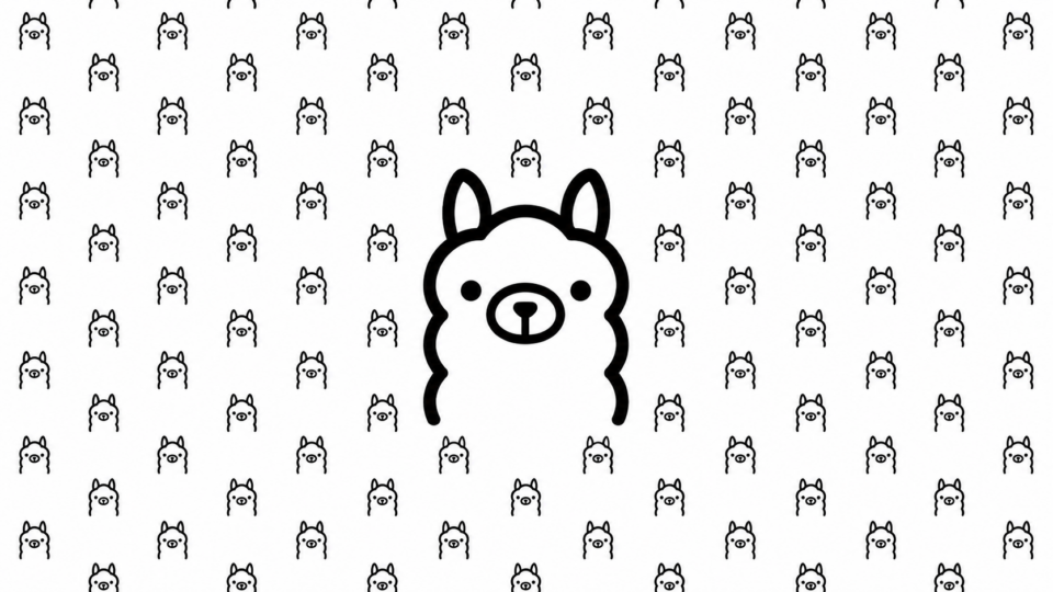 Ollama llama icons with one large llama in the center on a white background.